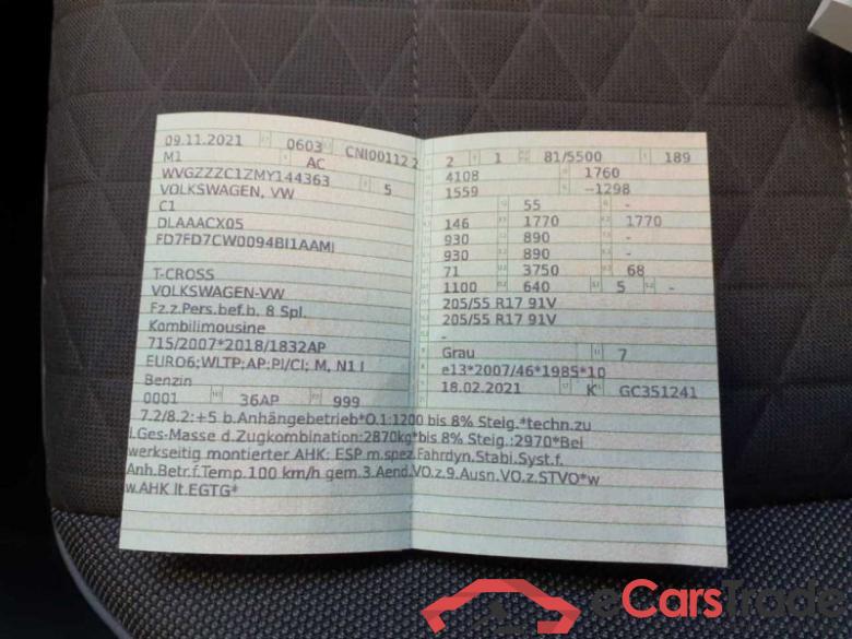 Volkswagen T-Cross (C11)(12.2018->2023) DE - SUV5 1.0 TSI EU6d, Style OPF (EURO 6d), 2020 - 2023 #3