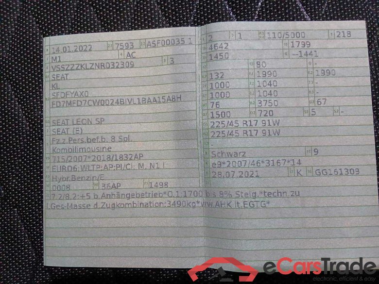 Seat Leon Sportstourer (KL8)(03.2020->) DE - Kb5 1.5 eTSI EU6d, FR OPF (EURO 6d), 2020 - 2024 #4
