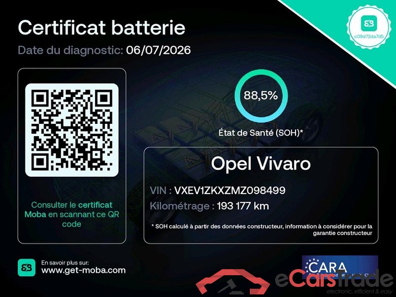 OPEL Vivaro / 2019 / 4P / Fourgon tôlé Vivaro-e 200 L1 Pack Clim #2